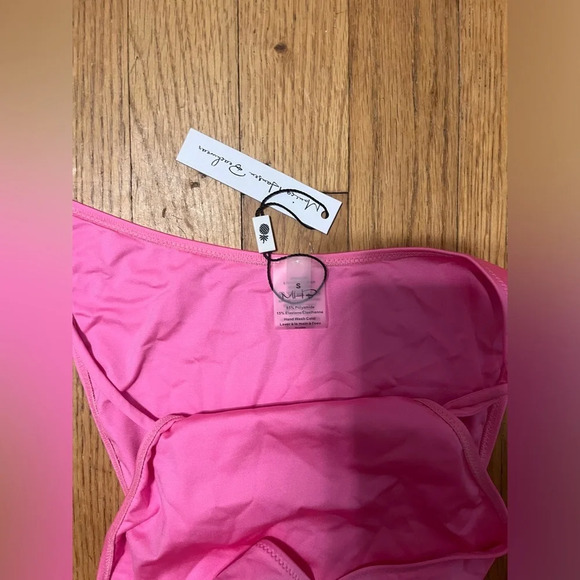 MONICA HANSEN BEACHWEAR Revolve Bardot One Piece in Pink - Picture 5 of 6